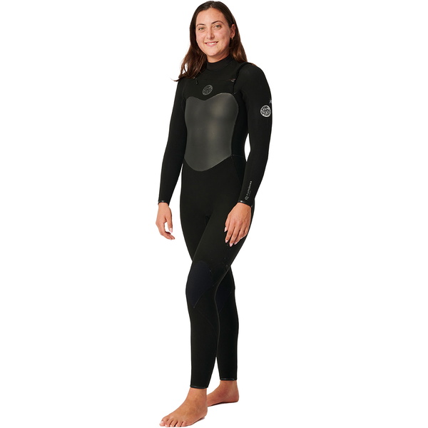 2025 Rip Curl Womens Flashbomb 4/3mm Chest Zip Wetsuit 14FWFS - Black